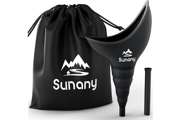 Sunany Urinoir Femme,Urinoir Femelle à Entonnoir en Silicone, Portable pour Pipi Debout Femme,Réutilisable Urinaux Toilette Féminine, pour en Plein air, Activités, Camping,Voyage(Noir)