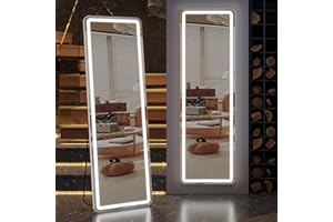 ‎ZKIODV ZKIODV 160x50cm Standspiegel Ganzkörperspiegel mit Beleuchtung, LED Spiegel Groß, Großer Wandspiegel Beleuchtet, Stehspiegel Ganzkörper mit Ständer für Schlafzimmer, Wohnzimmer, Flur (Weiß)