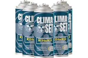 CLIMA SET ClimaSet Remplacement du gaz refrigerant R134a 5x170 g pour Climatisation, Climatiseur - Remplace R134a R12, Recharge climatisation voiture - Gaz R134a - cartouche gaz - ECO