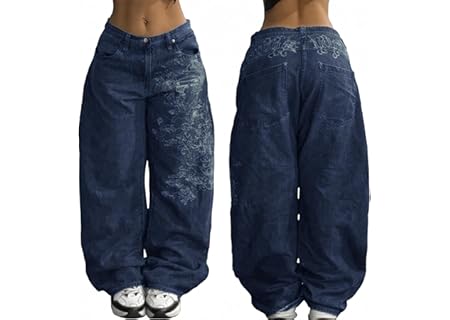 EMMIOL Women's Low Waist Baggy Jeans, Y2K Hip Hop Boyfriend Loose Denim Pants - Amazon Deal & Rabatt