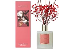 Cocorrína Diffuseur Parfum Maison, Fleur d'oranger 200ml avec Diffuseur Bâtonnets diffuseur de Parfum, Batonnets Diffuseur Parfum, Reed Diffuseur pour Salle de Bain étagère décoration