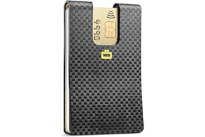 ÖGON SMART WALLETS ÖGON Porte-Cartes Ultra Compact i3C Carbon Card Clip - Le Portefeuille Le Plus Petit au Monde et Anti-RFID - Effet Carbone