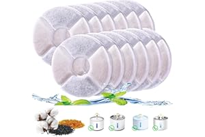 AWITHZ 12Pack Cat Water Fountain Filters Triple Action Replacement Cartridges with Activated Carbon Resin Coconut Shell Cotton for 2-2.5L Pet Water Dispensers for Cats Dogs Drinking