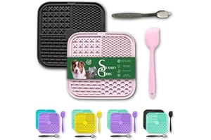 STANLEY GIBBS 2 Tapis de Leche pour Chien, Chat antidérapant avec ventouses + 1 spatule + 1 Brosse. 100% Silicone, sans BPA. Tapis XL pour faciliter Le Bain, Le toilettage, Le Dressage, réduit l'anxiété, l'ennuie