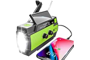 YIKANWEN Radio Solar, Radio Am/FM, portátil, USB, con batería Recargable de 4000 mAh y Dinamo de manivela para Camping, Viajes (Verde)