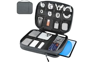 Dadanism Bolsa Organizadora Cables Universal de Viaje, Electrónicos Accesorios Cable Organizer Bag de Doble Capa para Tabletas de 9-11", Phone, Cable, Cargador, Power Bank, Memoria USB, Gris Espacial