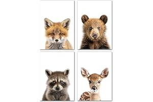 LAVEMA Affiche décorative pour chambre d'enfant - Animaux de la forêt - Poster Images Murales A4 Sans cadre photo - Tableaux chambre d'enfant pour Garçon filles - Décoration de chambre de bébé