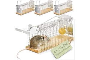 Praknu Piège à Souris Vivant - 4 Pièces - Respectueux des Animaux - Réutilisable - Fabriqué à Partir de Bois FSC® Écologique - Prêt à l'emplo