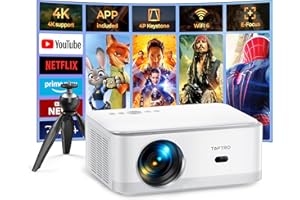 TOPTRO Proiettore【Netflix/Android TV Integrato/Auto Keystone】Proiettore 4K Supporto1080P Nativo Full HD,25000 Lumens Videoproiettore,WIFI Bluetooth Proiettore Portatile Home Cinema per PS5(con Treppiede)