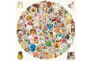 Veszoen 200 Pezzi Adesivi Vintage Stickers Aesthetic Scrapbooking Stickers Adesivi in Vinile Impermeabili per Computer Portatili Chitarre Telefoni Cellulari e Skateboard per Adulti Adolescenti
