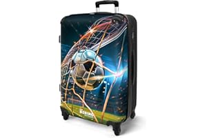 NoBoringSuitcases.com Valise Enfant, Grande Valise, Valise Enfant Garcon, Valise Enfant Roulette, Serrure TSA, Valise pour Enfant, Valise Grande Taille (67cm - 72L), (Ballon de Football - Bleu foncé)