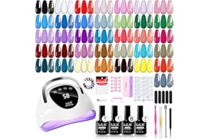 ‎LKEE UV Gel Nagellack Set, LKEE Farben Gelnägel Kit 36 Farben Rot Gelb Grün Blau Schwarz Weiss mit 108W U V/ LED Nagellampe Gelnagellack Starterset Gel Farblack für Nägel Maniküre Starter Set