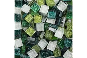 ANKTILY Tesselles en Verre Colorées 200g - Carreaux de Mosaïque Carrés 1x1cm pour Loisirs Créatifs et Décoration (Chaux)