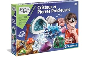 Clementoni | Science & Jeu – Cristaux et Pierres Précieuses pour Enfants 8 Ans+ | Kit Scientifique Géologie et Chimie | Expériences Cristaux à Faire à la Maison | Jeu Éducatif Cadeau Fille Garçon