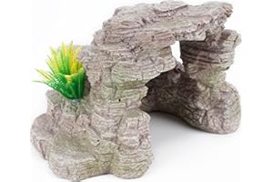 BORLECH Reptile Cave Hideout Habitat, Great for Bearded Dragons, Leopard Geckos, Lizards, Turtles, Snakes, Frogs, Scorpions, Spiders and Other Reptiles, Amphibians (E - Medium)