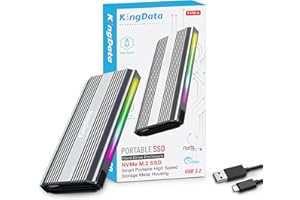 KingData M.2 NVMe SSD Enclosure, Tool-Free 10Gbps USB 3.1 Adapter for 2230/2242/2260/2280 M.2 With USB C to A Cable and RGB Light