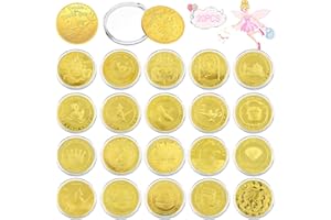 VEEKAY 20 Pezzi Monete Fata dei Denti,Fatina dei Denti Monete d'oro,Regalo Fatina dei Denti,Denti Fata Monete Regali per Ragazze Ragazzi,Souvenir Regali per Bambini,Dente Perso Moneta Commemorativa