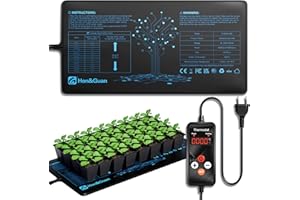 Hon&Guan 55W Effiziente Warmhalten Heizmatte Pflanzen mit Thermostat, Wärmematte Set für Sämling Germination Haustiere Reptilien Wärmer Bett Matte 25x53CM, IP67, 1 Mat mit 1 Controller, G-H3