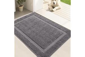 Oiilores Dirt Trapper Door Mat Indoor 50 x 80 cm, Washable Entry Rug, Inside Doormats for Entryway, Non-Slip, Low-Profile, Super Absorbent Dog Mats for Muddy Paws, Pets, Gray
