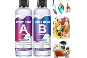 AOLLEN Resina Epoxi Transparente 2 Partes 400ml, Relación de 1:1 Cristalina Resina Epoxi con Endurecedor, Kit Resina Epoxi para Fundición y Revestimiento, Madera, Fabricación de Joyas