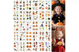 Alaoo Tillfälliga Halloween-tatueringar, 30 ark tillfälliga tatueringar pojke, A