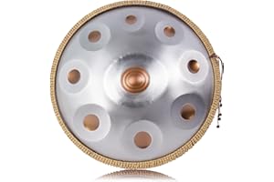 LOMUTY Handpan 432 HZ Débutant, Drum Instrument 9 Tons 19 Pouces, Hand Pan D Mineur, Tambour à Main avec Sac de Batterie et Support-Handpan pour la Guérison par le Son, la Méditation, le Yoga, Argent