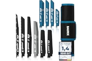 BAURIX® Säbelsägeblätter SHARK® [35 Stück] I Sägeblatt Säbelsäge für schnelle und saubere Schnitte I Säbelsägeblatt Set mit Tasche I Säbelsägeblätter für Holz, Frischholz und Metall