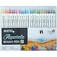 Brustro Aquarelle Brush Pen | Set of 24 | Refillable, Art Markers for Students, Adults, Colouring Pens, Colors, Art Supplies, Paint, Pastel, Doodling, Marker, Drawing, Calligraphy