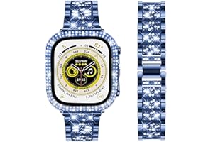 DEALELE Bands and Case Compatible with Apple Watch 49mm 46mm 42mm 45mm 41mm 44mm 40mm 38mm, Bling Diamond Metal Strap with Protective Case for iWatch Series 10/9 / 8/7 / 6/5 / 4/3 / SE/Ultra