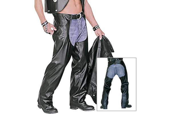 W WIDMANN MILANO Party Fashion - Chaps Rocker/Motorradfahrer, aus Kunstleder, Rocker, Biker, Karneval, Mottoparty