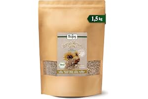 Biojoy Ekologiska solrosfrön, skalade, råa och osaltade, 1,5 kg | Från Bulgarien, naturliga, hela, perfekta för brödbakning, snacks eller plantering, Helianthus annuus L.