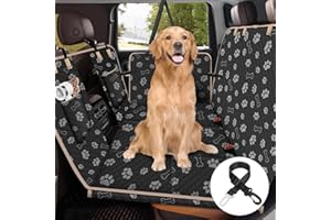 Lekeinchi Coperta per cani per auto, sedile posteriore, con sei pannelli in legno duro e cinture di sicurezza, impermeabile, antigraffio e prevenzione delle cadute, per auto, SUV, impronta