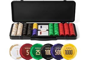 SLOWPLAY Godel Clay Poker-set, 14 g och 40 mm pokerchips för Texas Hold'em | 500 st numrerade uppsättningar; premium PC skal med spegeleffekt; lera kompositpokerchip; modern minimalistisk design