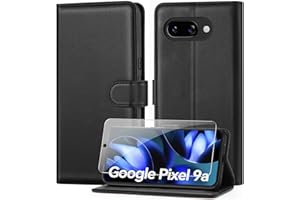 ivencase Handyhülle Kompatibel mit Google Pixel 9a Hülle und Schutzfolie, Premium PU Schutzhülle [RFID-Blockierung] [Kartenfach] [Magnetverschluss] [Standfunktion] Flip Wallet Case, Schwarz