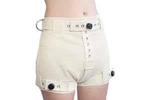 STRAITJACKETSHOP Schwere Ecru Shorts mit Segufix-Schlösser und Schlüssel, die Windel Entfernung unmöglich machen ABDL