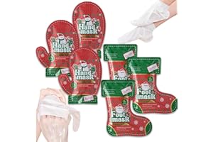 ALTHERONA Weihnachten Fußpflege Set mit 3 Paar fußmaske und 3 Paar Hand Mask, Fußmaske & Handpflege Weihnachtsgeschenke, Hornhaut Entferner, Abgestorbene und Trockene Haut, Handcreme Weihnachten