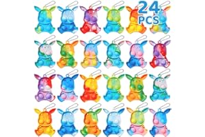 FIDWOD Party Bag Fillers for Kids: Pop Fidget Toys Sensory Keyring Gifts Pack - Stocking Stuffers Party Favours Birthday Presents - Stress Relief Class Prizes Supplies 24PCS