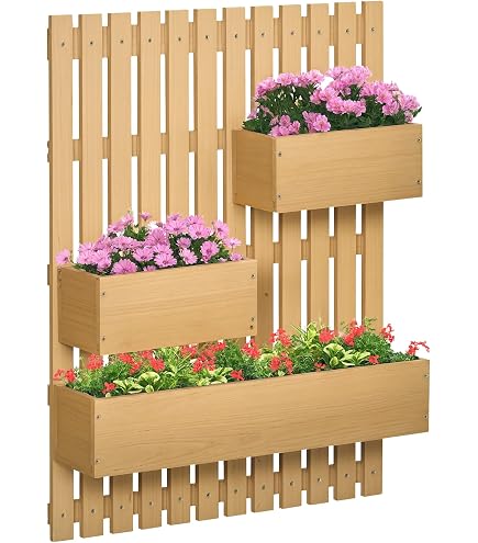 Jardinière Surélevée Verticale COSTWAY 7 Bacs Avec Roulettes - Lit De Jardin 100x56x99 Cm Gris