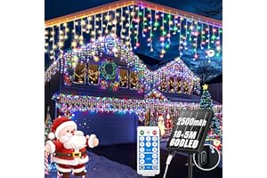 RJEDL 2500mAh Solar Luci di Natale da Esterno, 18+5M 600LED 3 In 1 Impermeabile LED Tenda Luci Natale Esterno, Con 8 Modalità & Timer e Memoria Luci di Natale da Esterno Colorate