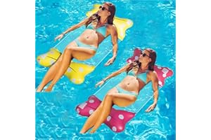 SEASBOES Cama hinchable para piscina, hamaca de agua, 4 en 1, silla de salón para piscina, colchón de aire, salón flotante, hamaca para piscina, playa, adultos y niños (rojo+amarillo)