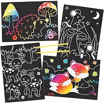 Baker Ross – 8 Cartes à Gratter Animaux De La Forêt – 21x15 Cm – Loisir Créatif Enfant – Dès 3 Ans
