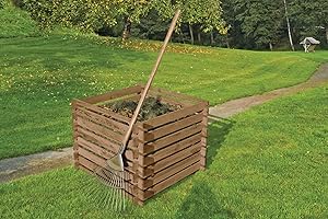 Mega Holz Holzkomposter KDI Braun 90 x 90 x 70 cm Steckkomposter mit 567 Liter Volumen, Biomüll, Komposter-Garten, Abfall & Recycling, Komposteimer aus imprägnierter Kiefer, Wetterfest,