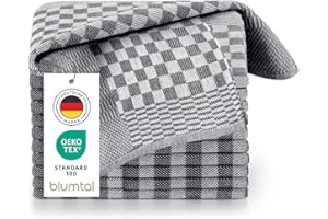 ‎BLUMTAL Blumtal Geschirrtücher Baumwolle 50x70 cm im 5er Set - Oeko-TEX zertifizierte Küchentücher - extrem saugstarke Geschirrhandtücher - Küchenhandtücher waschbar 95 °C - Geschirrtuch Schwarz-Weiß Karo
