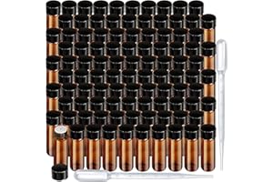 FANDAMEI 100 x 5 ml Braune Leere Glasflaschen, Fläschchen für Ätherische Öle, Mini Glasflasche mit Tropfer, Orifice Reducers, Perfekt für Ätherisches Öl, Spa, Massage, Aromatherapie