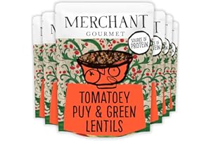 Merchant Gourmet Cooked Tomatoey French Puy & Green Lentils - High in Protein, Source of Fibre & Vegan - Pack of 6 x 250g Ready-to-eat Pouches
