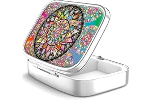 HION Pudełko na pigułki 2-komorowe pudełko na pigułki, przenośne pudełko na pigułki do kieszeni lub torebki Pudełko na pigułki Dekoracyjny metalowy medycyna Organizer na witaminy Unikalny prezent