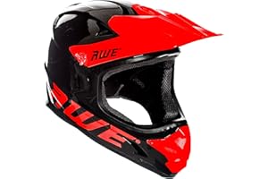 AWE® AWEBlast™ BMX/Downhill/Full Face/Enduro Helmet Black/Red 58-60cm Junior 16 +/Adult FREE 5 YEAR CRASH REPLACEMENT*