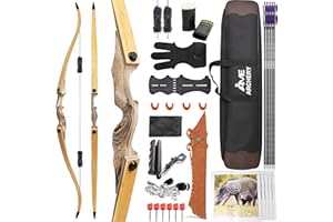wolfman 60" Recurve Bow Set Adult 20-60 Lbs Takedown Archery Set Bow and Arrow Set Adult Longbow Sportbow Hunting Bow Set Right Handed for Competition Training Hunting