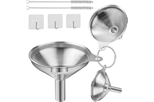 Ziamzra Entonnoir Cuisine 3 Tailles Entonnoir Inox Avec Poignée & Brosse Entonnoir Alimentaire Entonnoir Inox pour Confiture Transfert Liquid Poudre Huile (7.5/5.5/4.5cm)