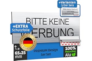 ‎SCHILDERBOXX SCHILDERBOXX® Bitte keine Werbung Schild [65x25mm, 100% Alu, 3M Tape] - Kostenlose Zeitungen Verboten Aufkleber Briefkasten, Briefkastenschild Selbstklebend